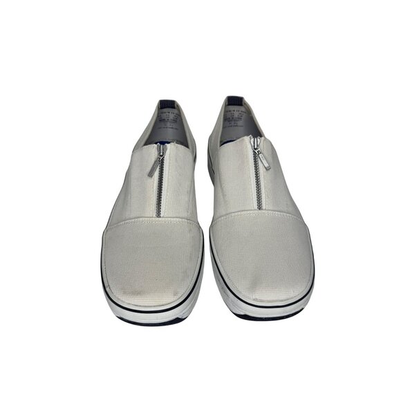 Vintage Square‎ Toe Keds White Canvas Slip-On Sneakers Zipper Detail Womens Size - Picture 2 of 8